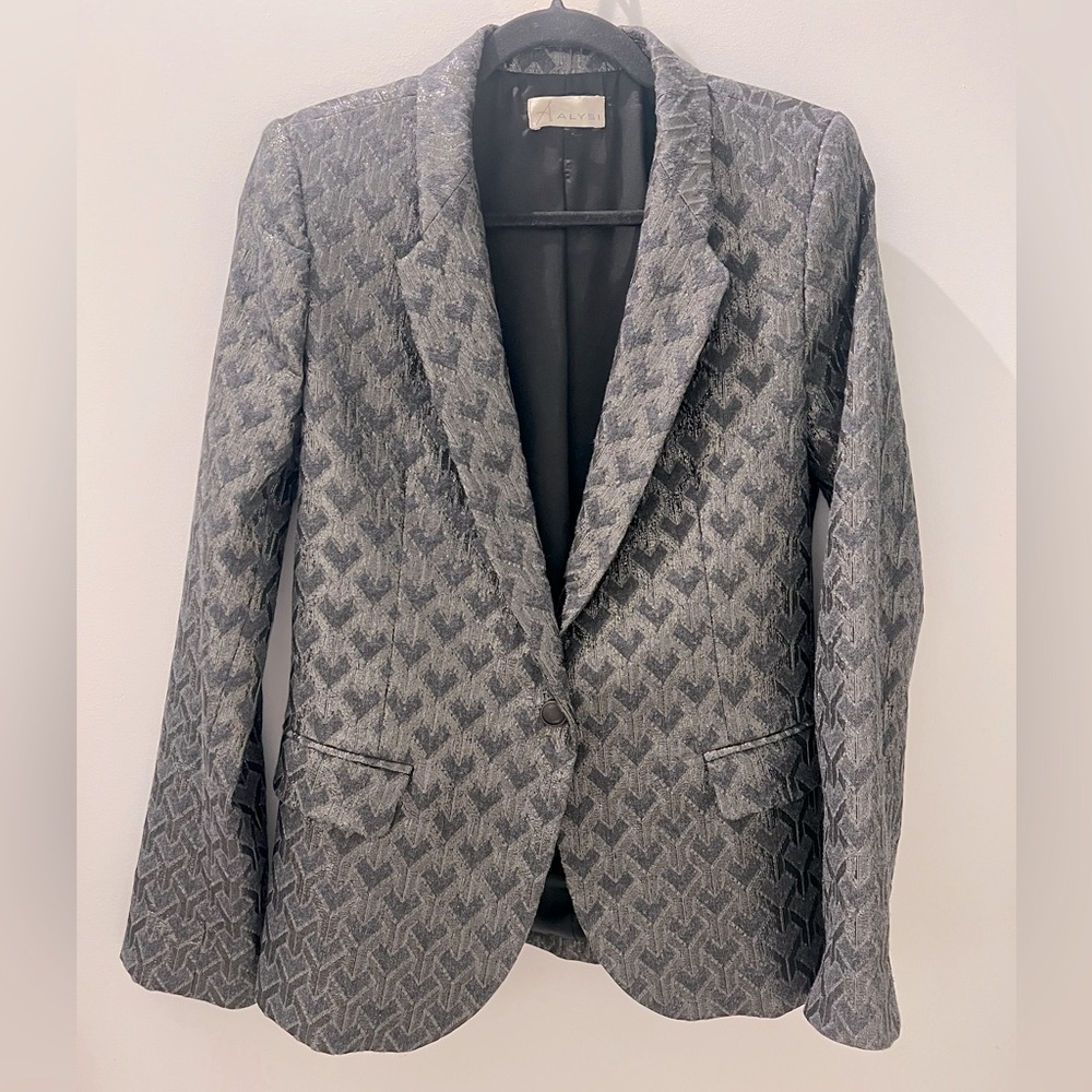 Tailored Women's Gray Patterned Blazer Jacket
